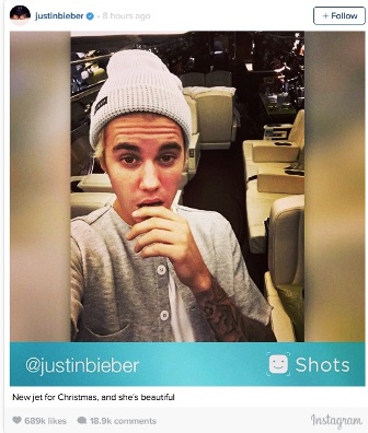 Kado Natal Justin Bieber, Pesawat Jet Pribadi!